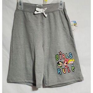 New Girls Medium 7/8 Power Puff Girls Knit Shorts Gray Girls Rule